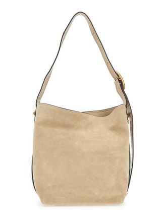 Michael Michael Kors Womens Shoulder Bag Nolita Beige Suede Cow Leather