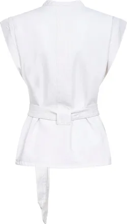 Christophe Lemaire Womens Belted Chasuble Bleached Denim White Cotton Tops Top