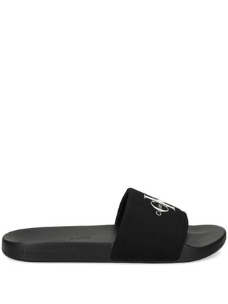 Calvin Klein Jeans logo-embellished canvas slides - men - Polyester/Recycled Cotton/Polyethylene vinyl acetate (PEVA) - 40 - Black