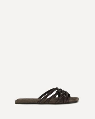 Brunello Cucinelli Sandali flat in pelle con listini intrecciati Woman 38