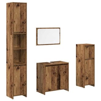 Berkfield Home 4 Piece Bathroom Furniture Set Old Wood Engineered Wood in Brown
