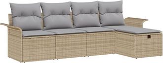 vidaXL Garden Sofa Set Manual 5 pcs Beige and Light Grey Poly Rattan vidaXL