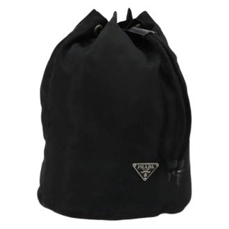 Prada Pre-owned Bucket Bags, female, Black, Size: ONE SIZE Pre-owned Nylon Pouch