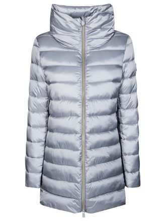 Save The Duck Straight-Cut Long Coat with High Collar
