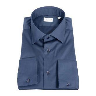 Xacus Moderne Franse Kraag Shirt Blauw - Heren - Zakelijke Overhemden - Blauw - M - Katoen - Overhemden