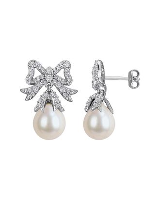 Rina Limor Silver 1.36 ct. tw. Gemstone & 9.5-10mm Pearl Earrings