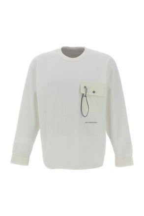 And Wander White Waffle Mock Neck Long Sleeve T-Shirt