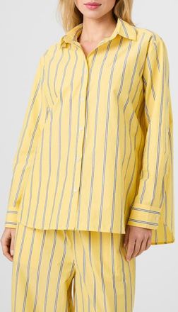 French Connection Rhodes Stripe Poplin Button-Up Shirt in Daisy Yellow Multi at Nordstrom, Size X-Small