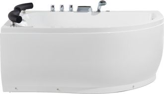 Beliani Beliani - Ba&ntilde;era De Hidromasaje De Acr&iacute;lico Sanitario Blanco Con Led Derecha Doble 158 X 113 Cm Dise&ntilde;o Moderno Paradiso
