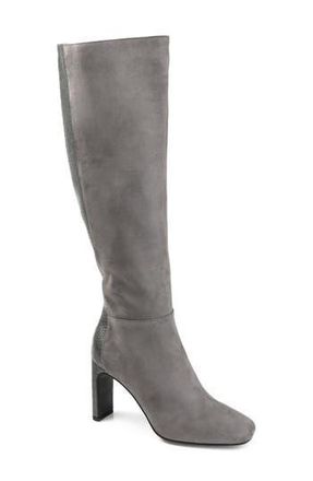 Journee Collection Elisabeth Croc Embossed Tall Boot in Grey at Nordstrom Rack, Size 12