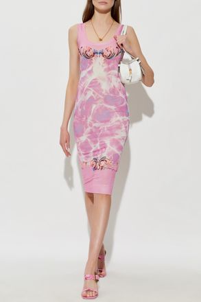Versace Jeans Couture Fitted Strappy Dress, Womens, Pink