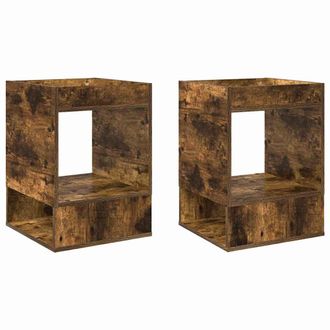 vidaXL Mesa Auxiliar 2 Pcs Roble Ahumado 40 X 40 X 56 Cm Vidaxl