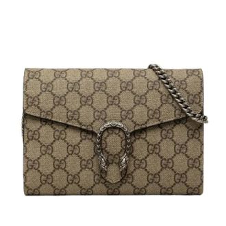 Gucci Pre-owned Wallet on Chain - Dames - Pre-owned - Beige - Maat: ONE Size Zijde