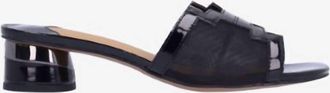 J. Rene&eacute; Womens Amorra Square Toe Sandal In Black Patent/mesh