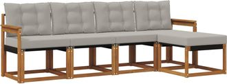 vidaXL Conjunto De Sof&aacute;s De Exterior 5 Uds. Gris Natural Y Claro Vidaxl