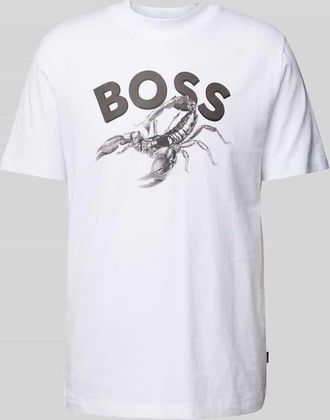 Boss Orange by Hugo Boss BOSS Orange Regular Fit T-Shirt mit Label-Motiv-Print Modell BOSSFISH in Weiss, Größe M