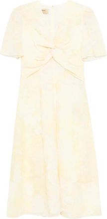 Curiel Midi Dresses, female, Yellow, Size: 2XS V-neck Knot Detail Midi Dress
