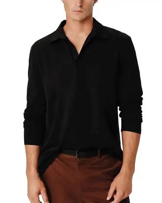 ATM Anthony Thomas Melillo Mens Heavy Weight Jersey Seamed Long Sleeve Polo In Black