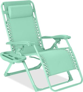 Best Choice Products Monochromatic Zero Gravity Chair, Folding Patio Recliner w/Side Tray, Headrest