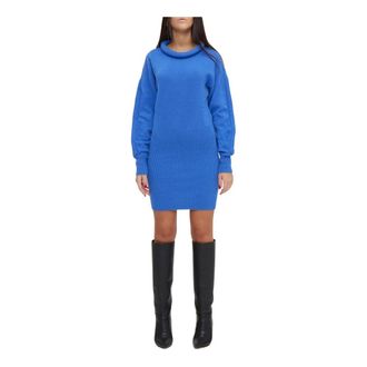Federica Tosi Jurken - Dames - Kleedjes - Blauw - S - Wol - Kleedjes