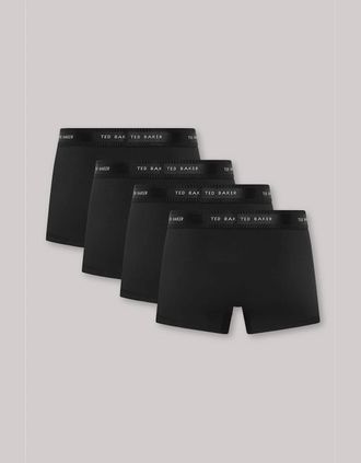 Ted Baker Mens 4 Pack Plain Design Trunk - Black - Size: 32/34/35