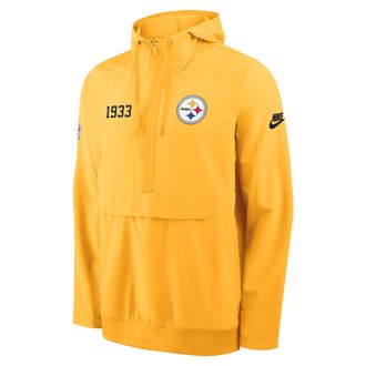 Nike Pittsburgh Steelers Alt Option Route Anorak Nike Mens NFL 1/2-Zip Hooded Jacket in Yellow | 03AT76IQ7L-KX4