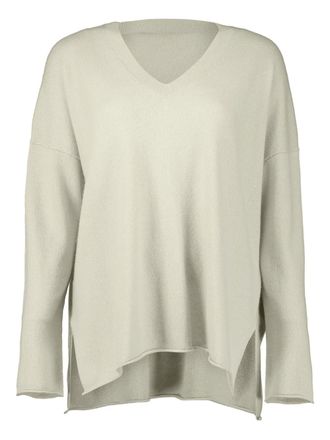 Allude v-neck side-split sweater - women - Cashmere - S - Neutrals