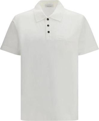 Ferragamo Klassiek Poloshirt met Korte Mouwen van Katoen - Heren - Polos - Wit - M - Katoen - Tops