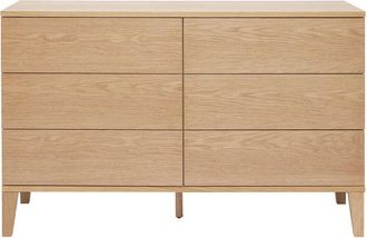 Miliboo C&oacute;moda De 6 Cajones De Madera Clara 120 Cm Freddy