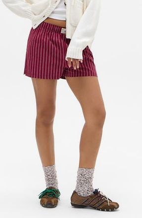 BDG Red Striped Boxer Shorts in Burgundy Pin Stripe at Nordstrom Rack, Size X-Small