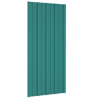 vidaXL Panel De Techo 12 Pcs Verde 100 X 45 Cm Acero Galvanizado Vidaxl