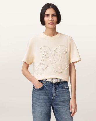 AllSaints Cotton Lisa Embossed Crew Neck T-Shirt, Size: XS
