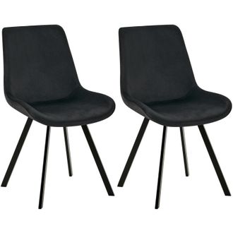 Clp Set di 2 sedie da pranzo Lewes in velluto nero