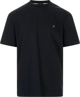 HUGO BOSS Mercerized katoenen T-shirt met Double B monogram - Heren - T-shirts - Blauw - 2XL - Katoen - Tops