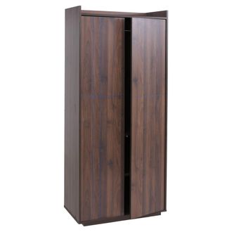 Hhg [nunca Usado] Armario Hhg-858, Armario Ropero De 2 Puertas Con Apertura Por Presi&oacute;n, Mdf, 184 X 80 X 40 Cm, Acabado En Nogal