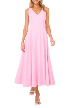 Ted Baker Pleated Waist Sleeveless Linen Blend Maxi Dress in Ballet Slipper at Nordstrom, Size 10