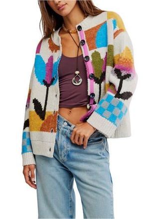 Free People Tulip Whirl Cardigan in Ivory Combo at Nordstrom Rack, Size Small
