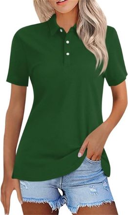 Generic 2025 Womens Golf Polo Shirts Collared Short Sleeve T Shirt Lightweight Moisture Wicking Tennis Activewear (Olive Green,XL)