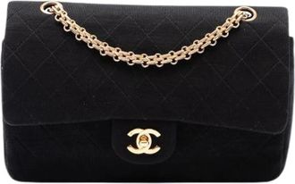 Chanel Pre-owned Double Flap Schoudertas - Dames - Vintage Schoudertas - Zwart - ONE Size - Katoen - Vintage