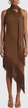 Taller Marmo Abito midi asimmetrico Siwa in lana e cashmere con frange