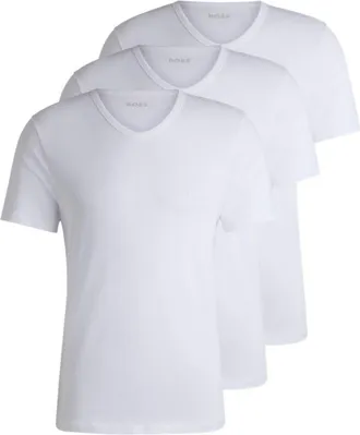 BOSS Three-pack of V-neck T-shirts in cotton jersey