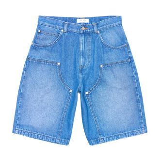 Edwin Double Knee Worker Short - Heren - Denim shorts - Blauw - W32 - Katoen - Korte Broeken