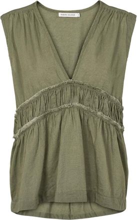 Rabens Saloner Helfred Top - Dames - Tops zonder mouwen - Groen - XS - Katoen - Tops