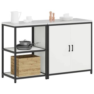 Berkfield Home Modern with Shelf with Storage with Door Adjustable 2 pcs Rusty W in White