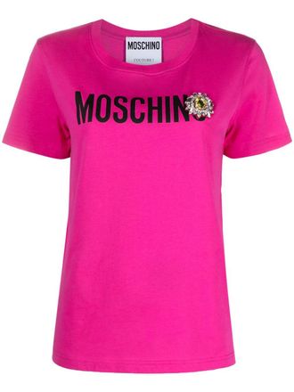 Moschino T-shirt met broche detail - Roze