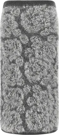 Nude Jacquard Knit Midi Skirt - Gray