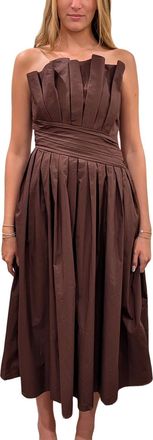 Entro Strapless Midi Dress In Mocha Brown