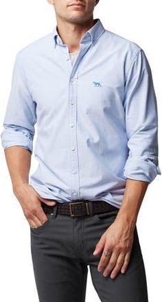 Rodd & Gunn North Island Solid Button-Down Shirt in Sky at Nordstrom Rack, Size Medium