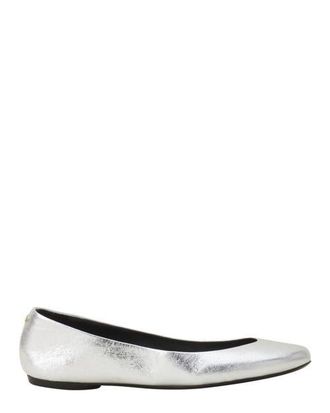 Lanvin The Metallic Leather Ballerina Flat in Silver at Nordstrom, Size 38 Eu