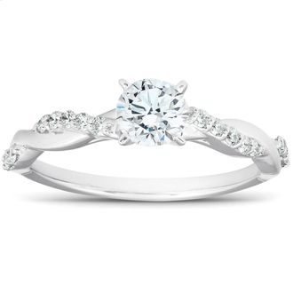 Pompeii3 1/2Ct Diamond Infinity Engagement Ring Womens 14k White Gold Interwoven Band